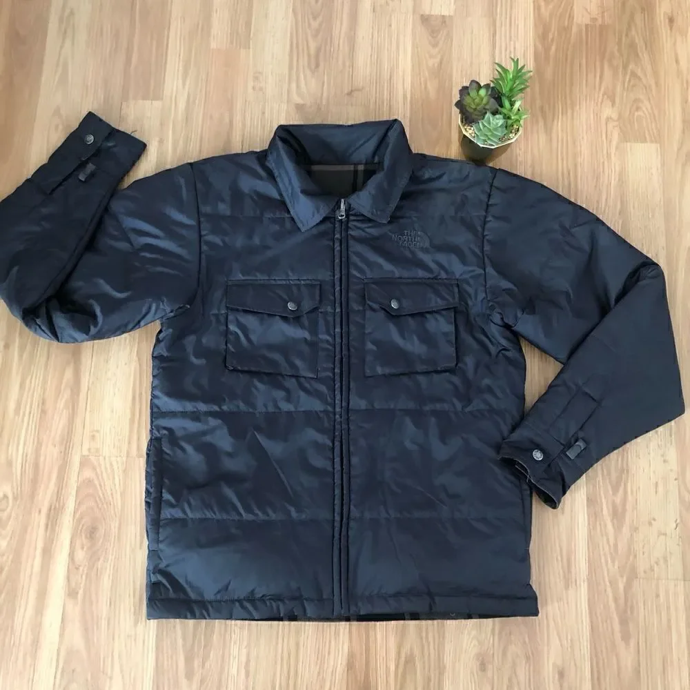 THE NORTH FACE Hyvent Orange/Brown Jacket w/ Brown Plaid Reversible Liner